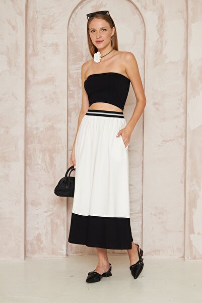 Pasaklı Giyim Γυναικεία φούστα με λάστιχο στη μέση αντίθεση χρωμάτων Casual K...