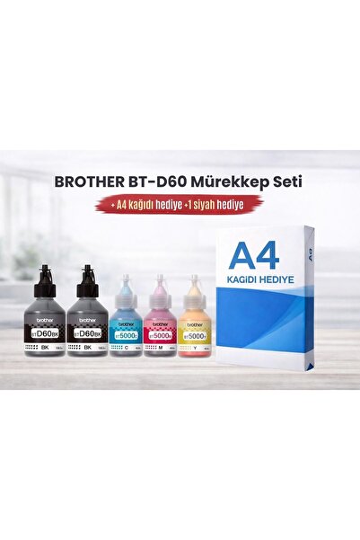 Brother BT-D60BK / BT-5000 Mürekkep Kartuş Takımı +1 Siyah Hediyeli