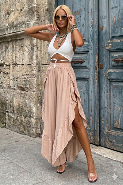 Pasaklı Giyim Γυναικεία αυθεντική ελαστική μέση άνοιγμα Casual φούστα σαλβάρι...