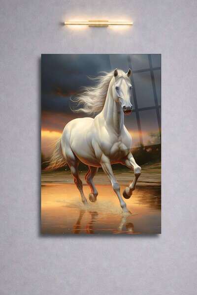 HMDS CONCEPT Γυάλινη ζωγραφική Λευκό Άλογο 54