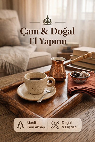 FH Tasarım İskandinav Tarzı Doğal Ahşap çeviz rengi El Yapımı Rustik Kahve Te...