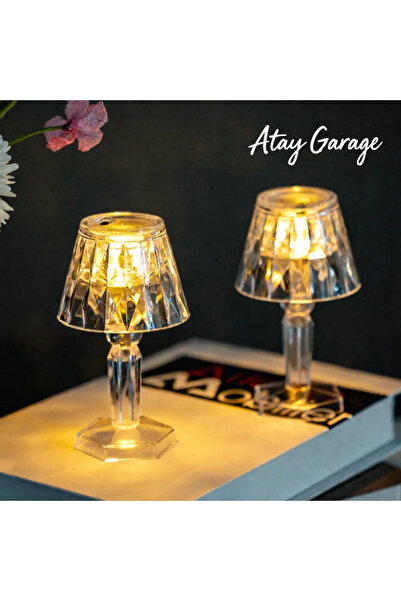 Atay Garage Kristal Görünümlü LED Masa Lambası – Dekoratif Gece Lambası | Ort...