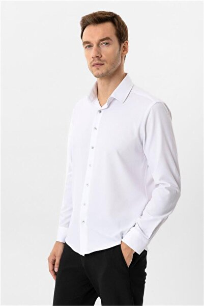 SÜVARİ Angular Cuff Slim Plain Shirt