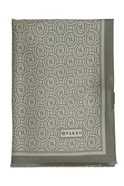 Vakko Twill Silk Shawl - New Monogram - Soft Çağla