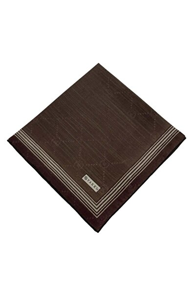 Vakko Μαντήλι από βαμβακερό μετάξι - Μονόγραμμα με περίγραμμα - Bitter Brown