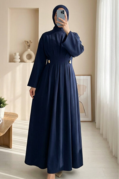HİJABAYA Φόρεμα Modal με πιέτες στη μέση, ζώνη και λεπτομέρεια με αγκράφα