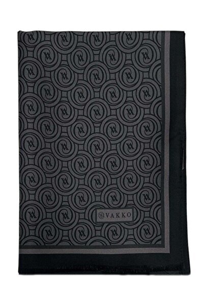 Vakko Twill Silk Shawl - New Monogram - Anthracite