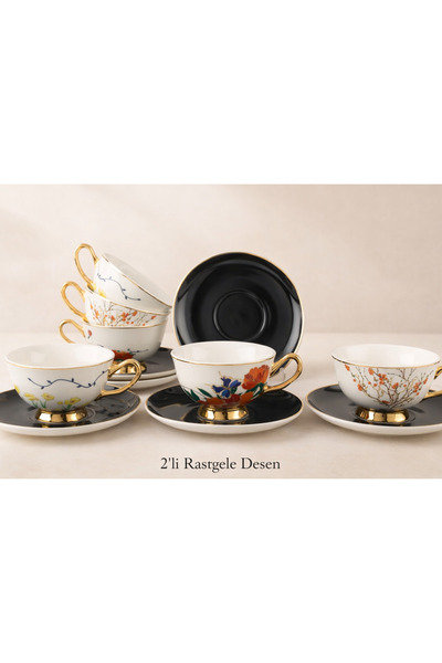 esdekor Emily 2'li Çiçekli Çay Fincan Set 200cc Mutfak Porselen Rastgele Desen