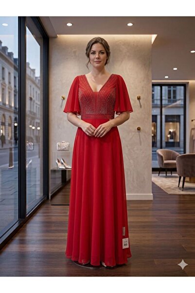 Modahiro Plus Size Beaded Chiffon Dress Mdh5586