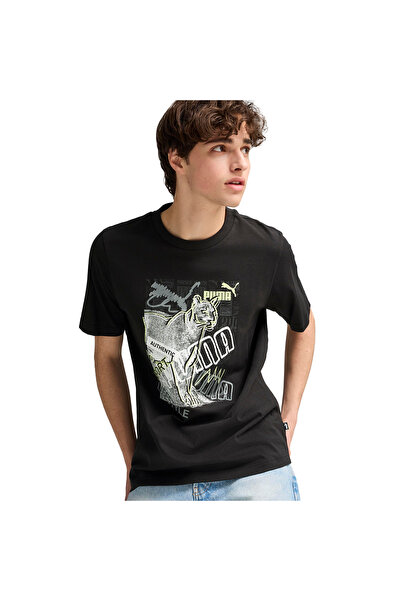 Puma 683213 تي شيرت مطبوع عليه رسوميات Tişort Erkek تي شيرت Siyah
