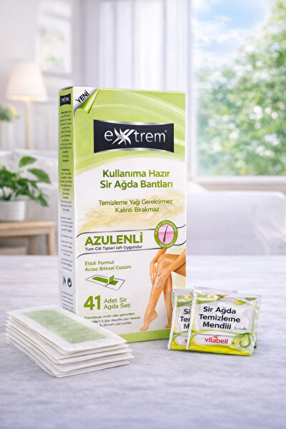 EXXTREM Kullanıma Hazır Sir Ağda Bantları 41 Adet - Azulen Tüm Cilt Tipleri -...