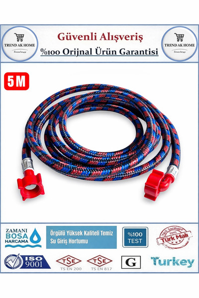Şirin Boru Çamaşır & Bulaşık Makinası Temiz Su Giriş Hortumu (5 METRE)