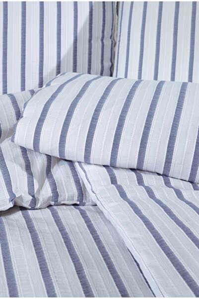 NazeninHome Σετ Παπλωματοθήκης PureYarn με Φυσικό Βαμμένο Νήμα, Μονό, 100% Βα...