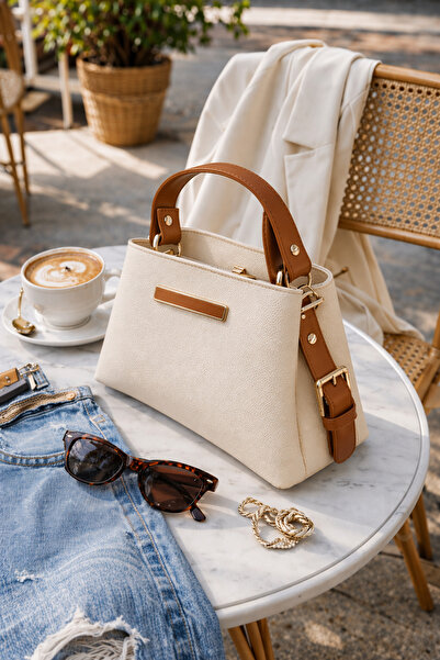 Moda Sekiz Γυναικεία τσάντα ώμου μεσαίου μεγέθους με τρία διαμερίσματα και λο...