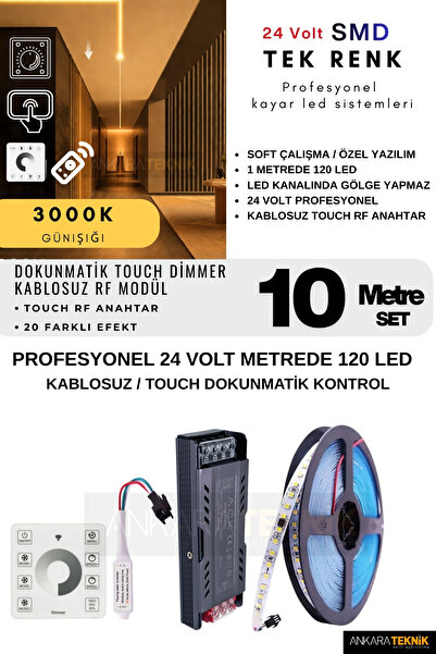 ankarateknik Tavan/Duvar Touch RF Kontrol Kayar Led Sistemi | 24 Volt SMD 120...