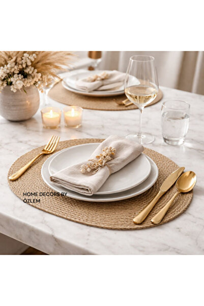 home decors by özlem 4 Kişilik Amerikan Servis Takımı Hasır Oval Supla Mutfak...