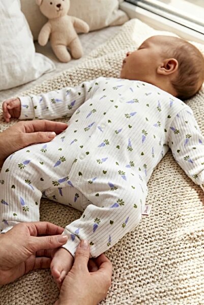 Zıbzıb baby %100 Pamuk Yenidoğan Havuç Baskılı Çıtçıtlı Bebek Tulum Hastane Ç...