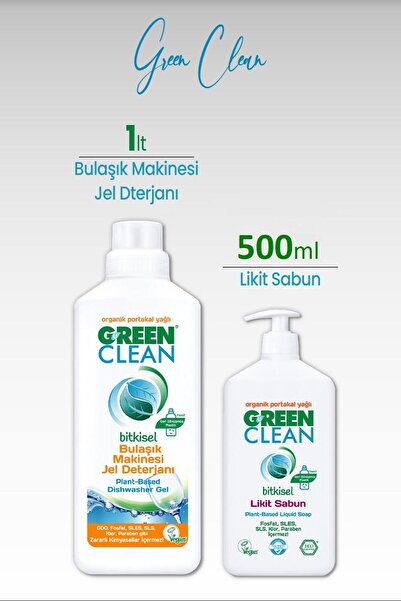 Green Clean U Bulaşık Makinesi Jel Deterjan 1 L ve Likit Sabun 500 ml