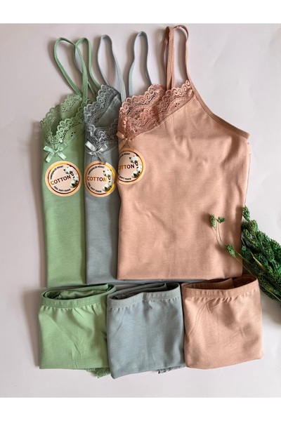 KOTA Γυναικείο Σετ Αθλητικό Τοπ-Εσώρουχο με λουράκια 6 τεμαχίων Πούδρα-Πράσιν...