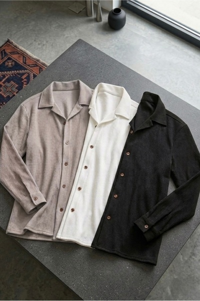 brozzi men 3-Piece Shirt Set Ribbed Ottoman Men's Shirt Set