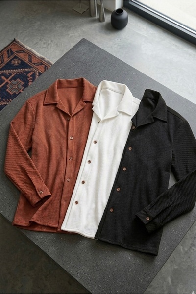 brozzi men 3-Piece Shirt Set Ribbed Ottoman Men's Shirt Set