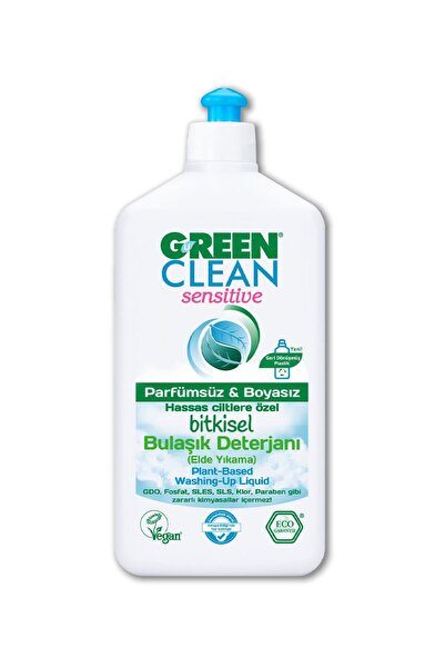 Green Clean U Sensitive Parfümsüz Kokusuz Bitkisel 500 ml Sıvı Bulaşık Deterjanı