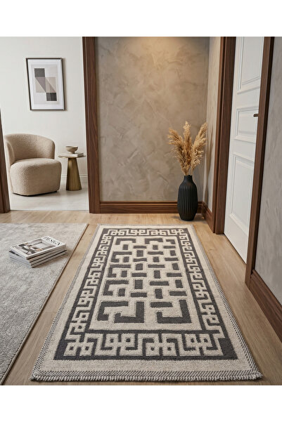 Ahsela Home Bohem Stil Pamuklu Bukle Kilim - Modern Dokuma Kilim - Yıkanabili...