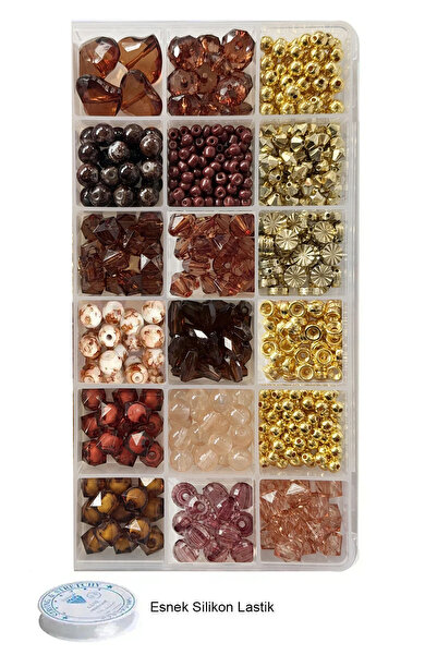 By MO Accessories Σετ κατασκευής κοσμημάτων σε καφέ χρώματα με χάντρες χρυσού...