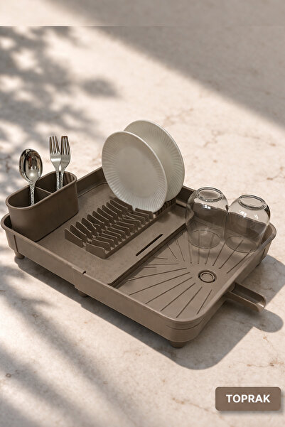 ViZKA Açılır Kapanır Bulaşık Kurutma Sepeti, Sürgülü Tabaklık Bulaşıklık /Kah...