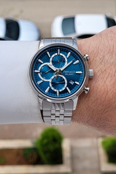 Ferrucci Dial Blue Cord Metallic Color 2 Year Warranty Indicators Active 41 m...