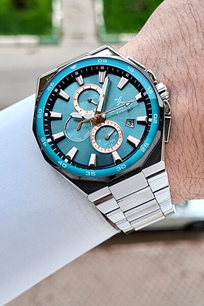 Daniel Klein Dial Turquoise Strap Silver Color 43.5 mm Men's Wristwatch