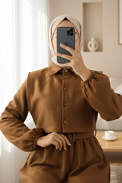 HİJABAYA Φόρεμα με λεπτομέρεια πουκάμισου στο επάνω μέρος, ελαστικά μανίκια κ...