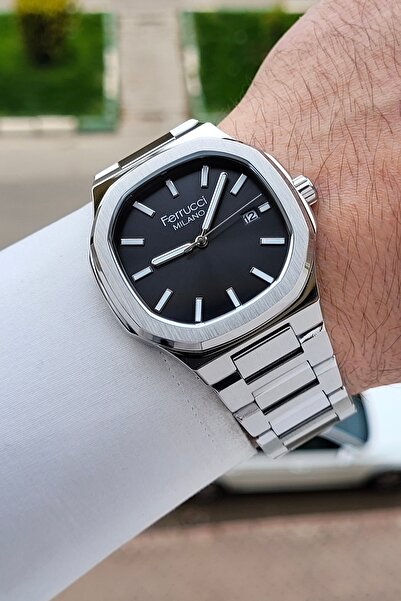 Ferrucci Black Dial Silver Color Strap 40 mm Men's Wristwatch