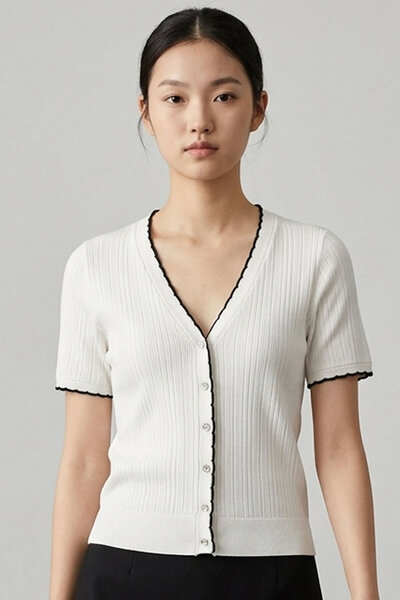 Şiir Angren Cardigan scurt pentru femei, cu guler și mâneci cu detalii, mânec...