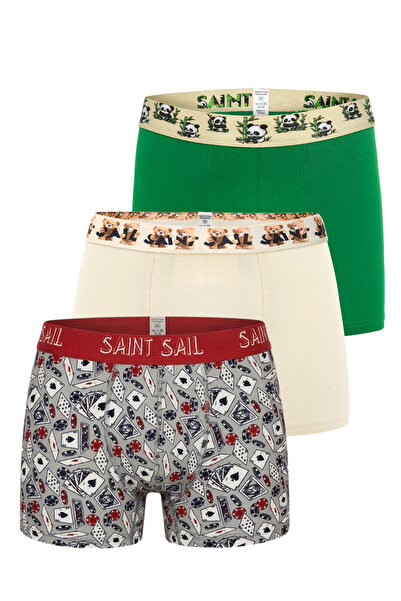 Saint Sail Σετ 3 ανδρικών μπόξερ με εύκαμπτο ύφασμα από βαμβακερό Lycra με πο...
