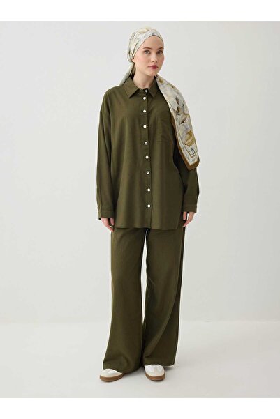 Benin Σετ Πουκάμισο & Παντελόνι Λινό Μικτό - Χακί -