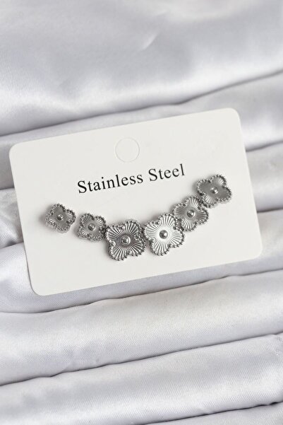 Skygo 316L Steel Silver Color Clover Earring Set - Tj-Bkp11698