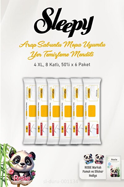 Sleepy 6'lı Arap Sabunu Katkılı Mopa Uyumlu 4 XLarge Yer Temizlik Havlusu 50 ...