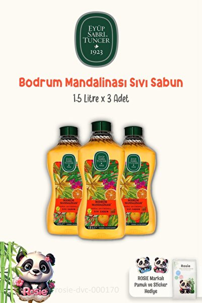 Eyüp Sabri Tuncer Bodrum Tangerine Liquid Soap 1.5 Lt and Natural Rosie Cotton