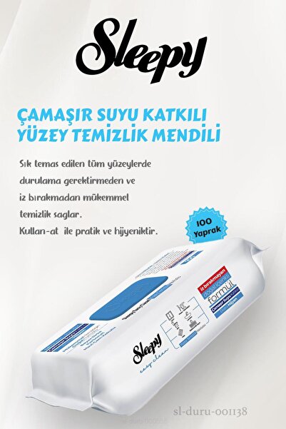 Sleepy Arap Sabunu Katkılı Yer Temizlik Havlusu 50 Yaprak, Beyaz Sabunlu Yüzey Mendili 100'lü ve ROS