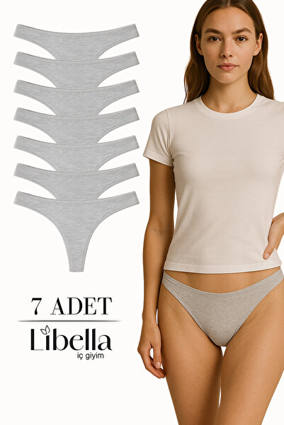 LİBELLA İÇ GİYİM Γυναικεία γκρι σλιπ στρινγκ από βαμβάκι και λύκρα, εύκαμπτα ...