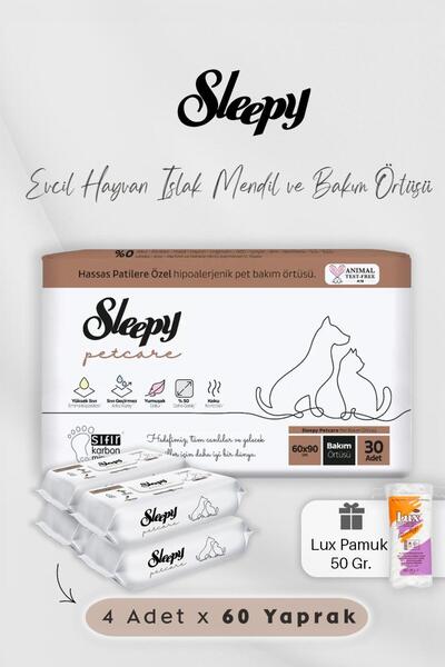 Sleepy مناديل مبللة للحيوانات الأليفة 240 قطعة و30 قطعة غطاء للعناية