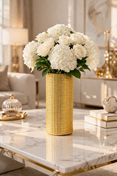 ANGDESİGN Κρυστάλλινο Βάζο με Επιχρυσωμένη Επίστρωση •• Διακόσμηση Σπιτιού Μο...