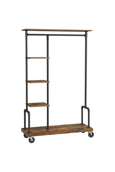 SONGMICS Suport de haine cu bară și raft inferior, 104x40x162 cm, negru