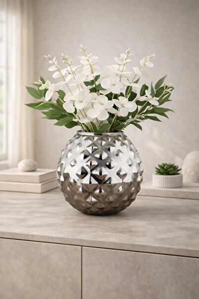 ANGDESİGN Διακοσμητικό Γυάλινο Βάζο SANDY με Επικάλυψη Καπνιστής Όψης-20 εκ. ...