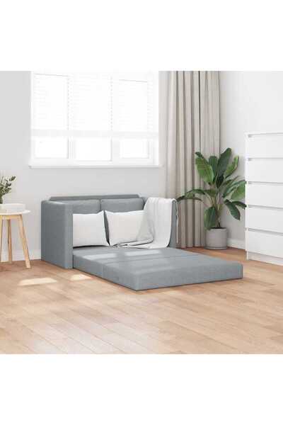 vidaxl أريكة أرضية سرير 2 في 1 رمادي فاتح 112 × 174 × 55 سم قماش