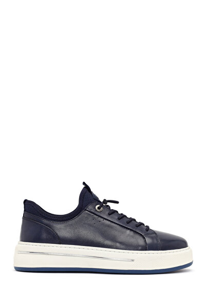 Derimod Erkek Lacivert Bağcıklı Kalın Tabanlı Deri Sneaker 26SFD676318
