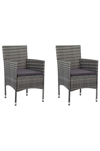 vidaxl Garden Dining Chairs 2 pcs Poly Rattan Grey