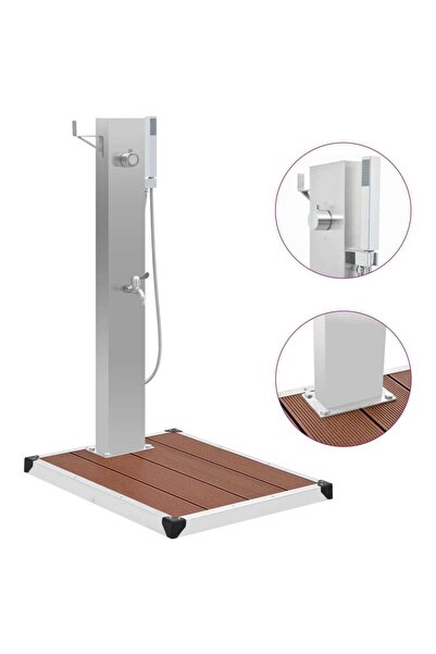 vidaxl Outdoor Shower with Tray WPC Stainless Steel