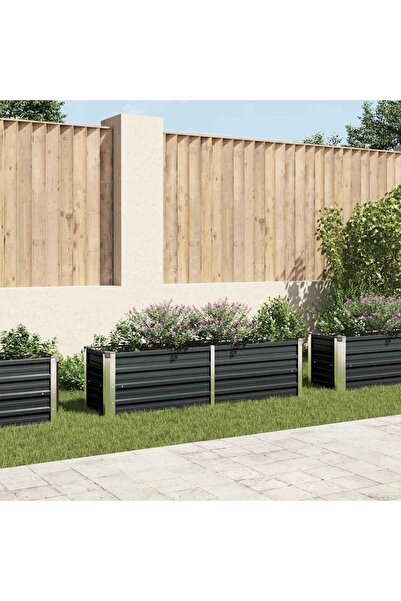 vidaxl سرير حديقة مرتفع من الفحم 160×40×45 سم، مصنوع من الفولاذ المجلفن